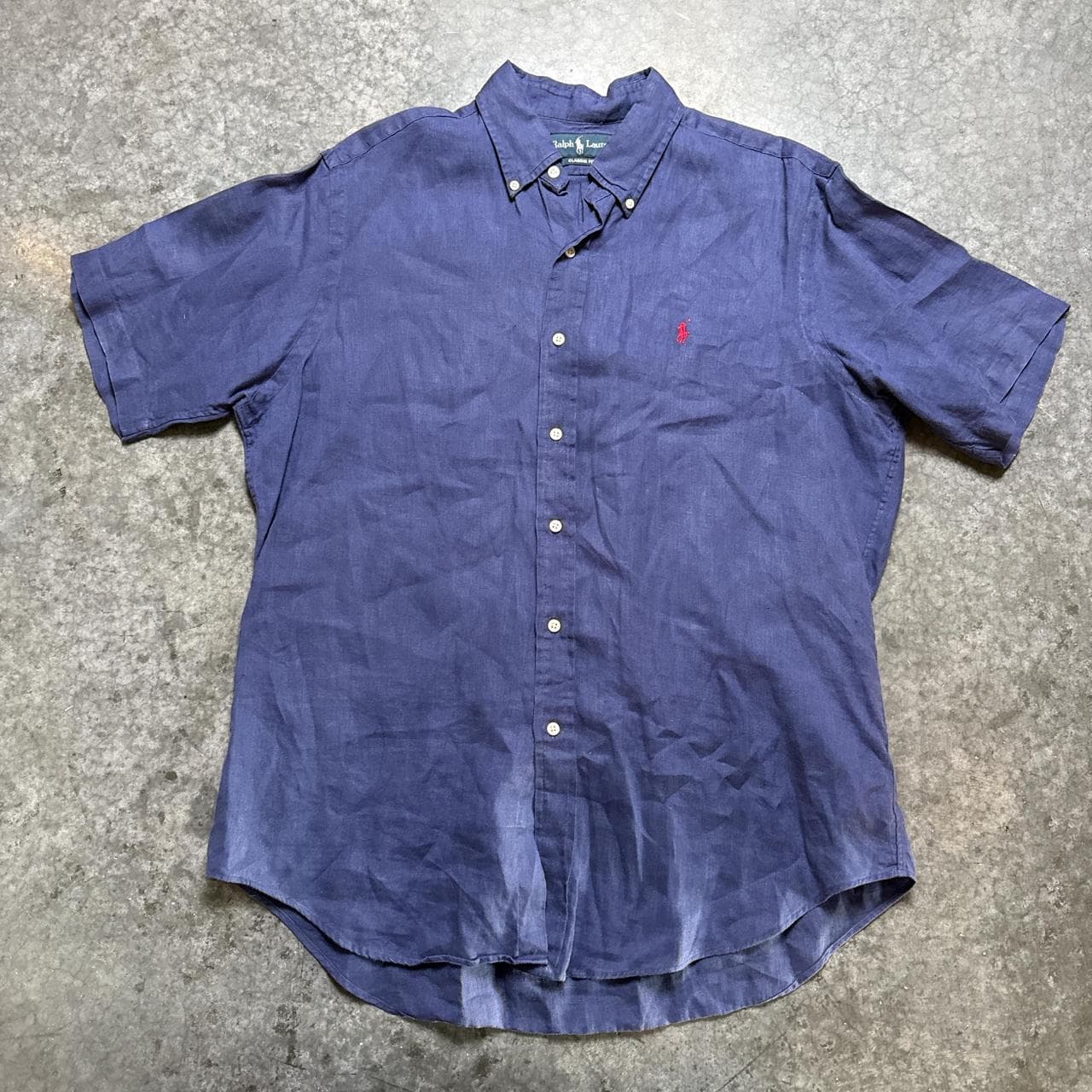 Polo Ralph Lauren navy linen button up shirt