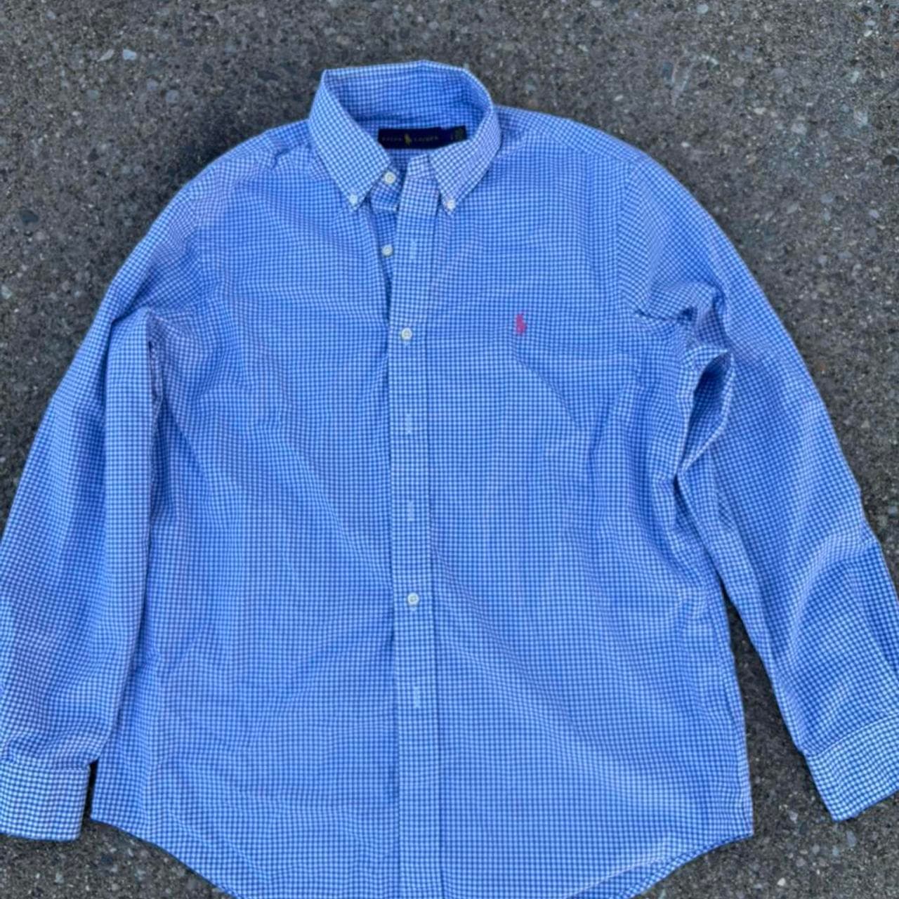 #Ralph Lauren blue #gingham button up shirt