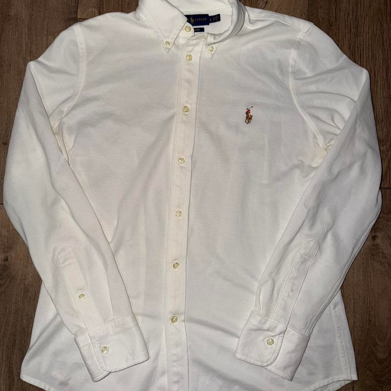 חולצה מכופתרת אוקספורד סרוג לבנה · Polo Ralph Lauren